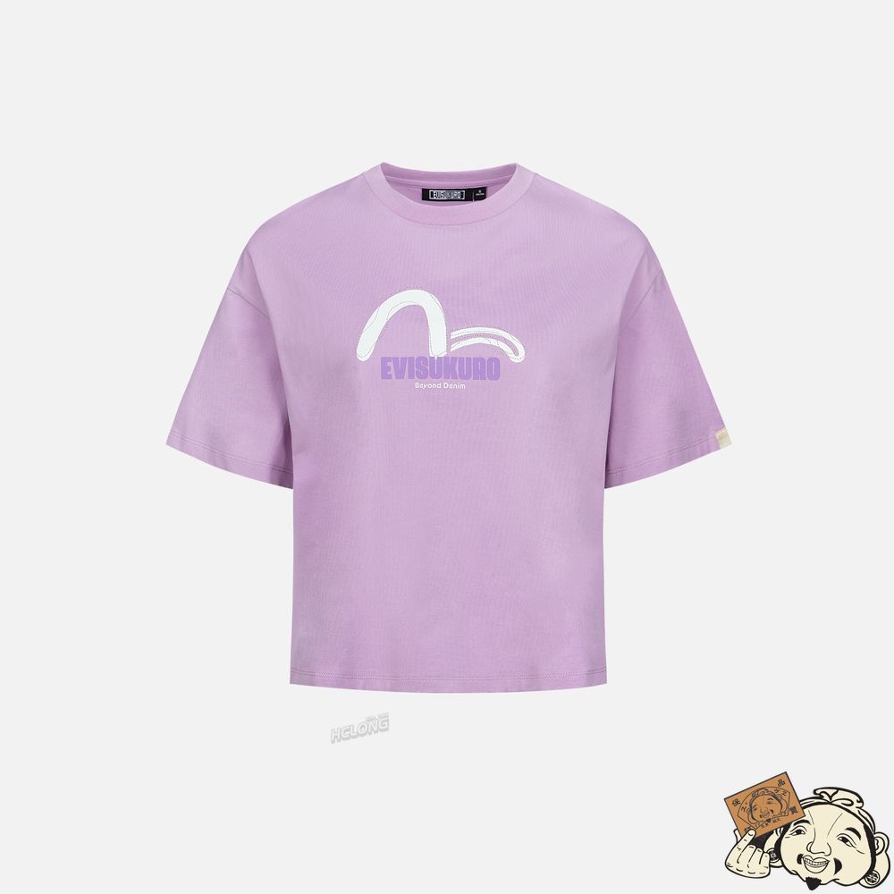 Women Evisu SEAGULL PRINT AND STITCHING T-SHIRT Violette Clair | 429TXBAJO