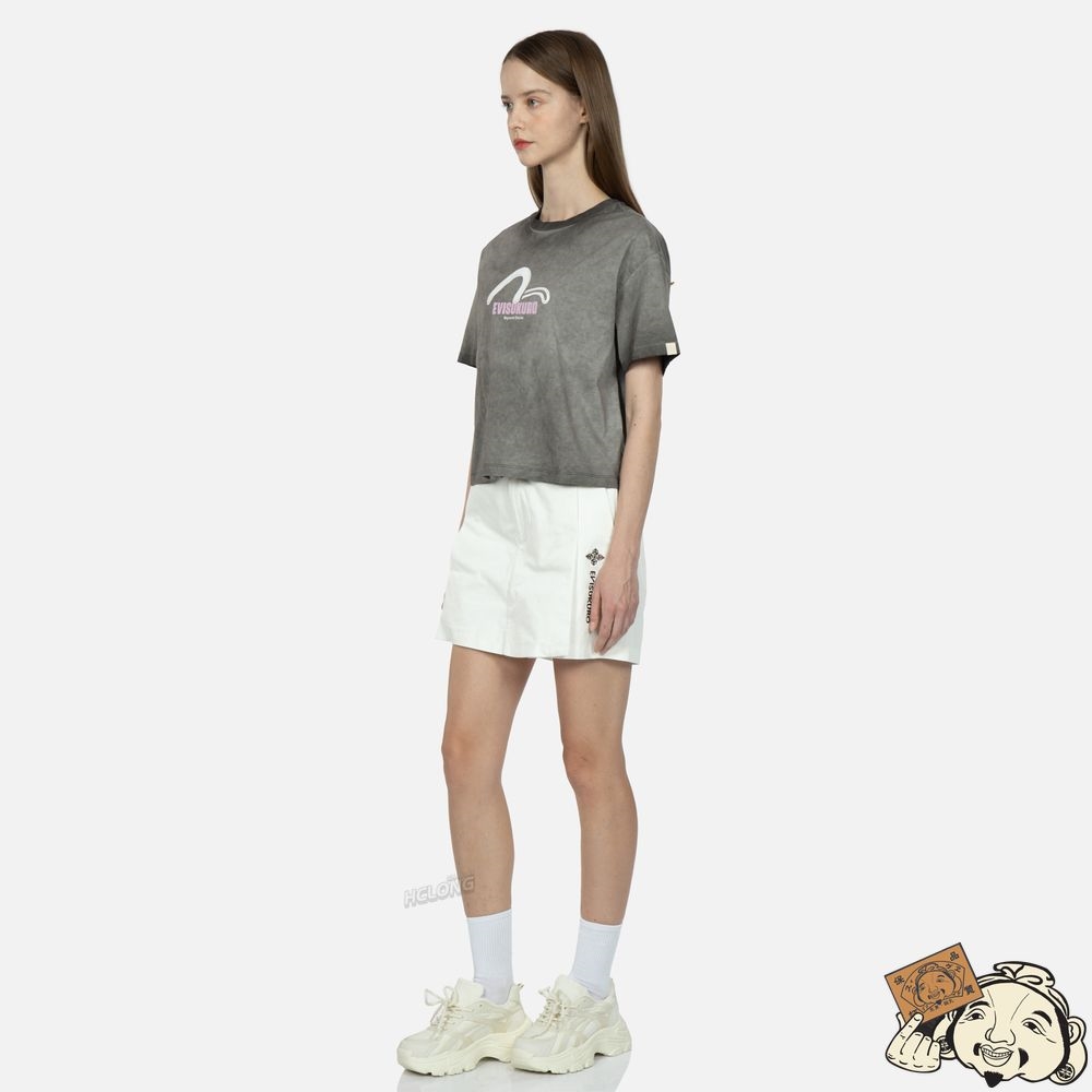 Women Evisu SEAGULL PRINT AND STITCHING WASHED T-SHIRT Noir | 526PBMQDK