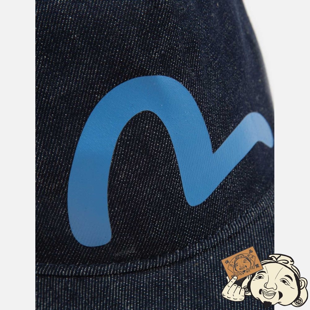 Women Evisu SEAGULL PRINT DENIM AND MESH TRUCKER HAT Indigo | 327HXSZTO
