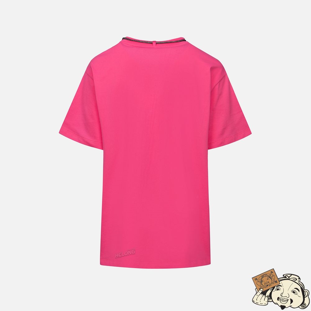 Women Evisu SLOGAN PRINT T-SHIRT WITH A DETACHABLE POUCH Rose | 687YMKWHX