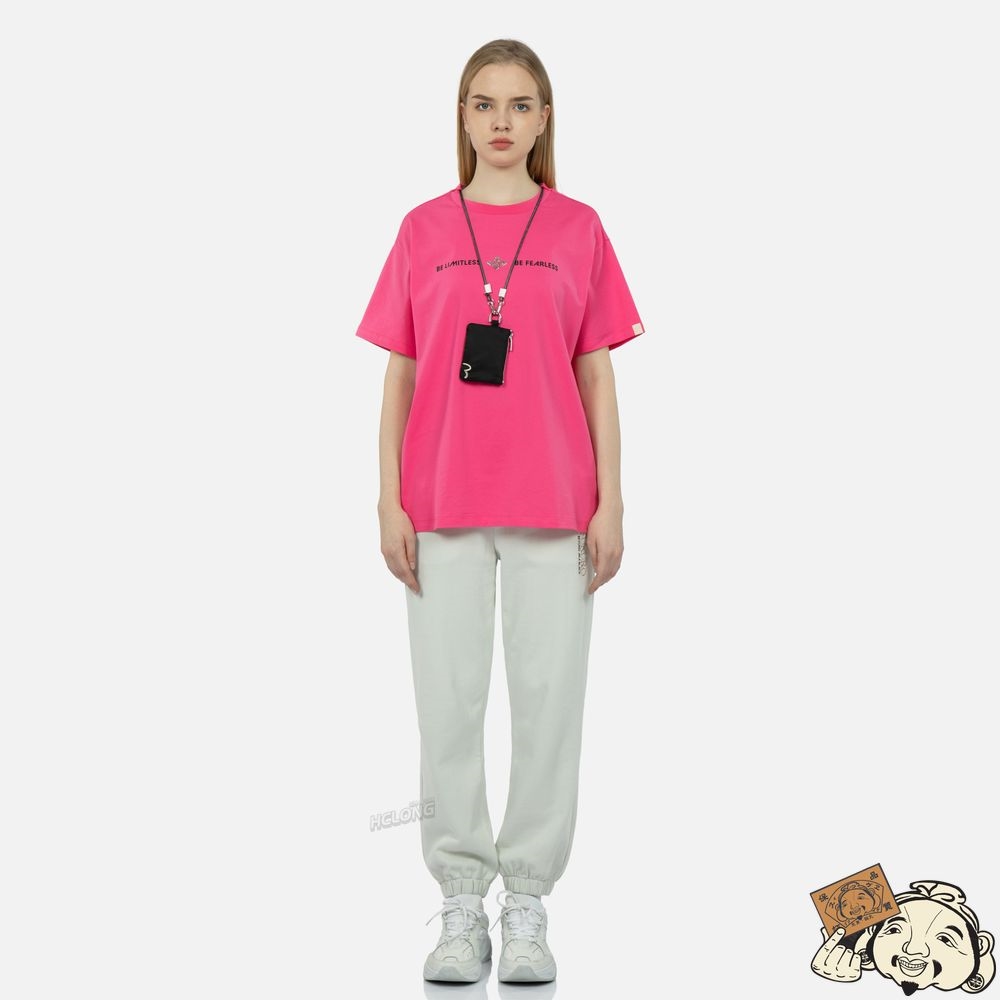 Women Evisu SLOGAN PRINT T-SHIRT WITH A DETACHABLE POUCH Rose | 687YMKWHX