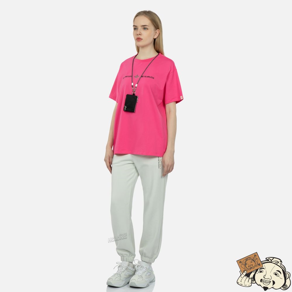 Women Evisu SLOGAN PRINT T-SHIRT WITH A DETACHABLE POUCH Rose | 687YMKWHX