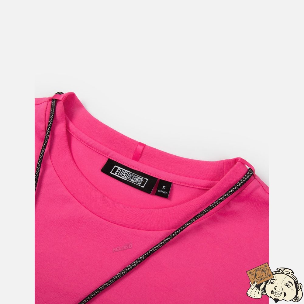 Women Evisu SLOGAN PRINT T-SHIRT WITH A DETACHABLE POUCH Rose | 687YMKWHX