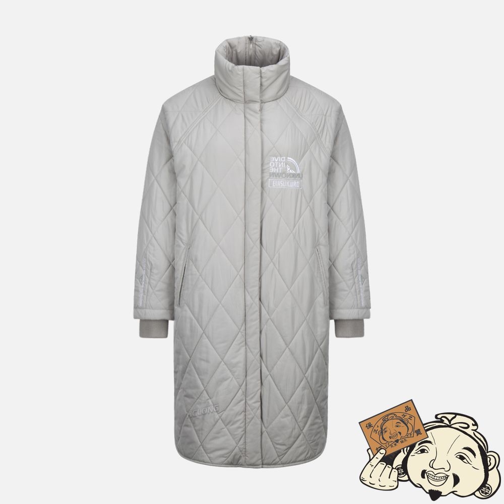 Women Evisu Seagull Appliqué Matelassé Coat Grise | 870DFSOKR