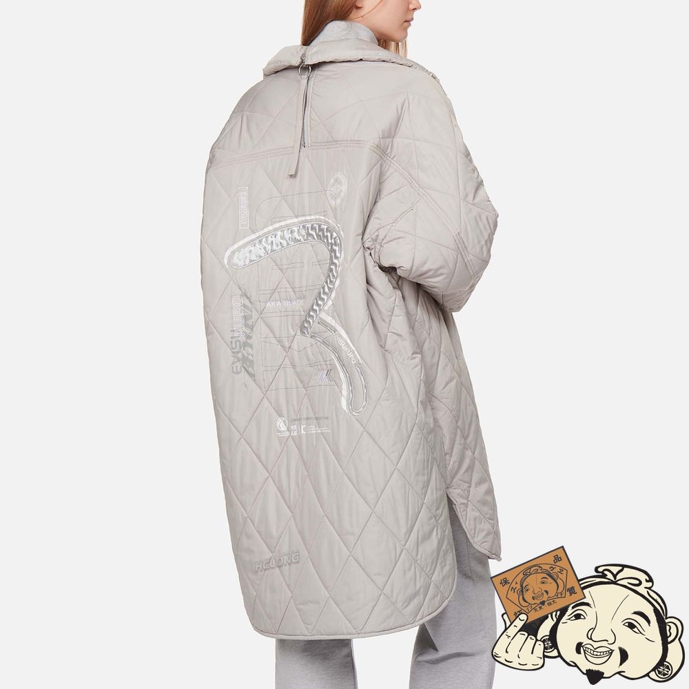 Women Evisu Seagull Appliqué Matelassé Coat Grise | 870DFSOKR