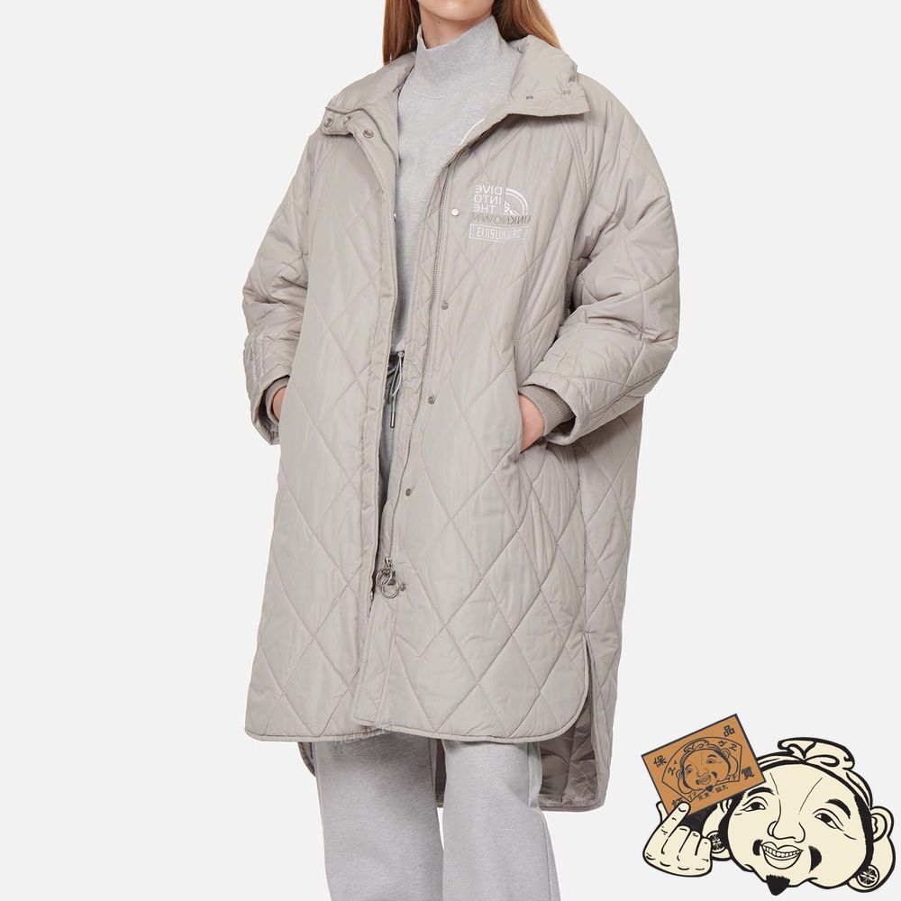 Women Evisu Seagull Appliqué Matelassé Coat Grise | 870DFSOKR
