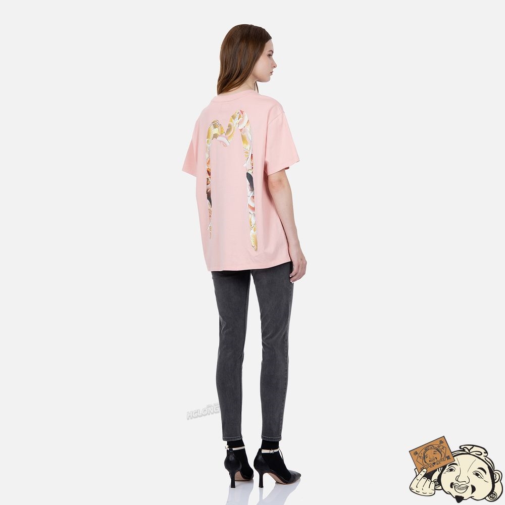Women Evisu TATTOO KOI DAICOCK PRINT T-SHIRT Rose | 652WHXGOV
