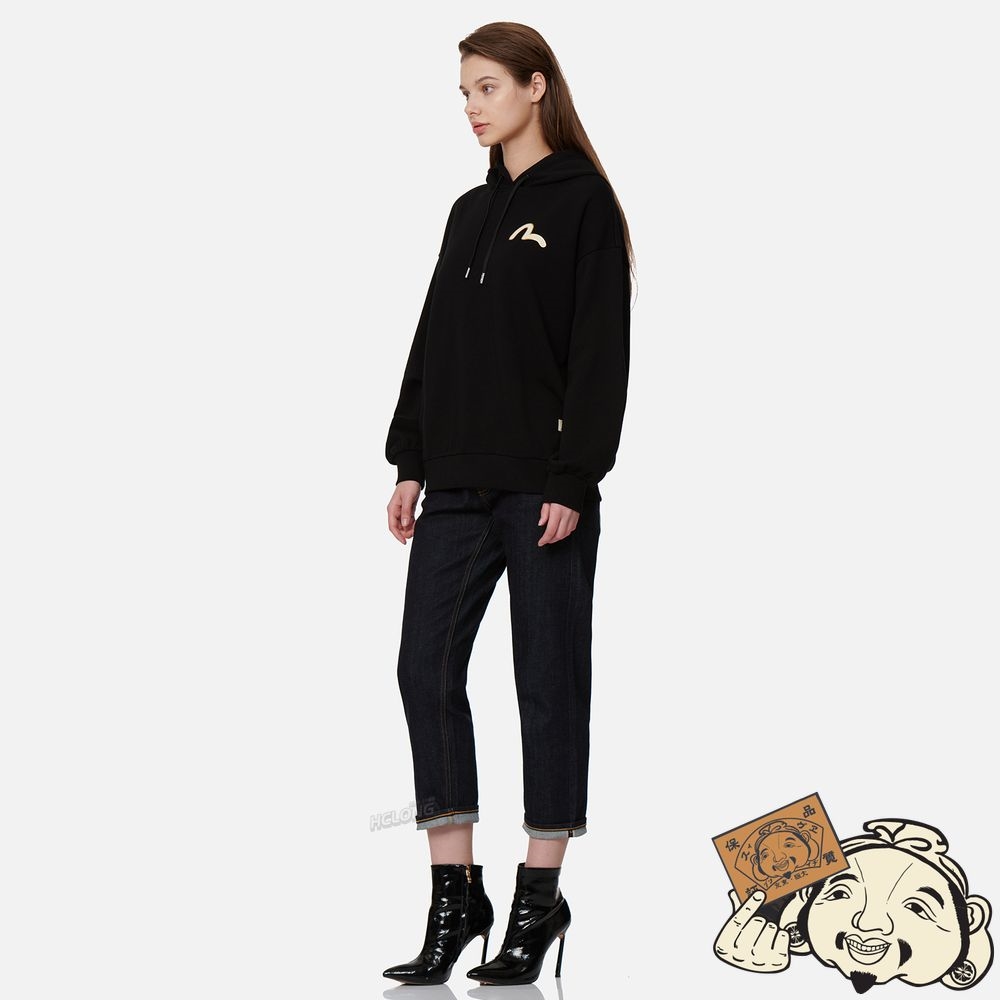 Women Evisu TATTOO KOI PRINT HOODED SWEATSHIRT Noir | 961YRIOPS