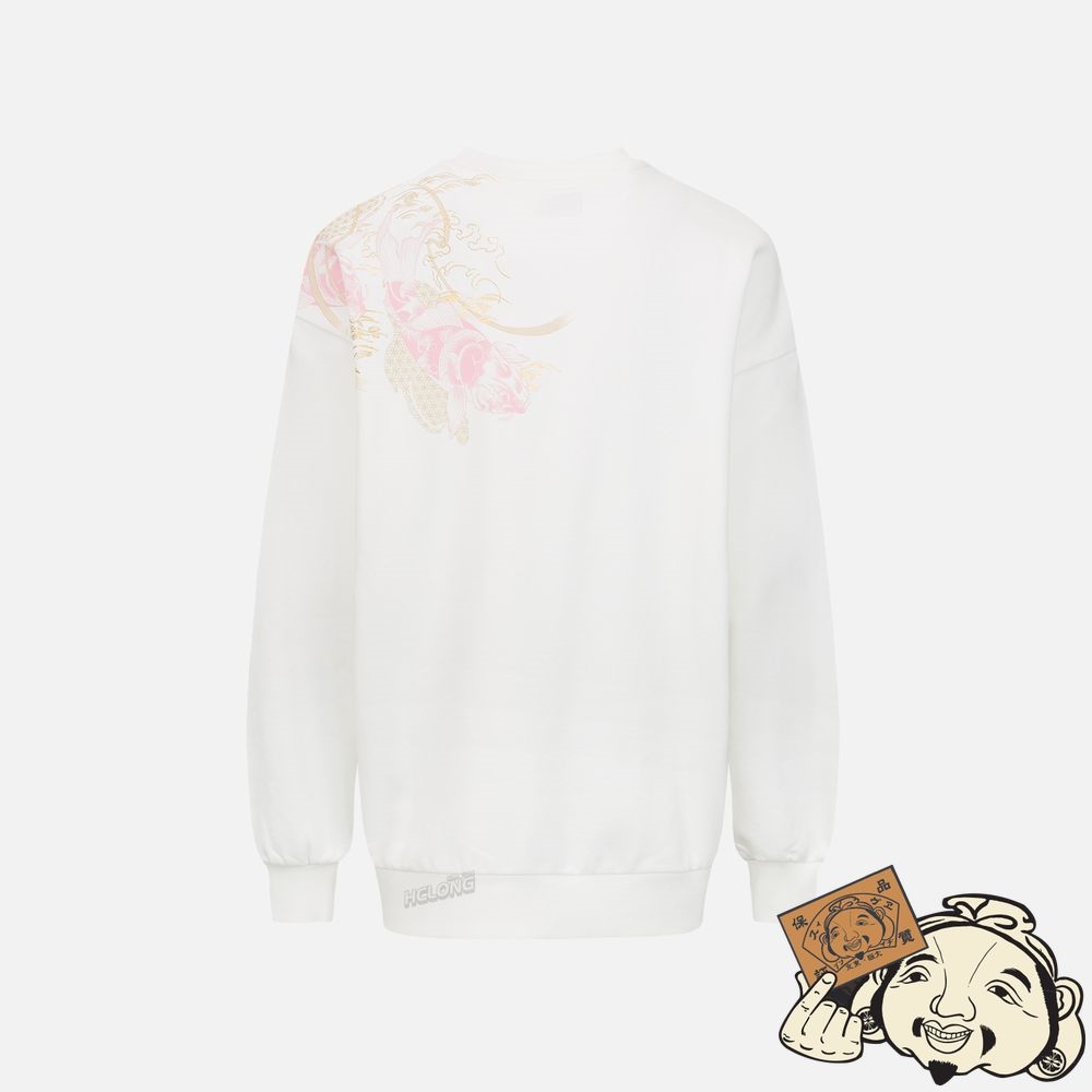 Women Evisu TATTOO KOI WITH JAPANESE PATTERN PRINT SWEATSHIRT Blanche | 905GJFEXM