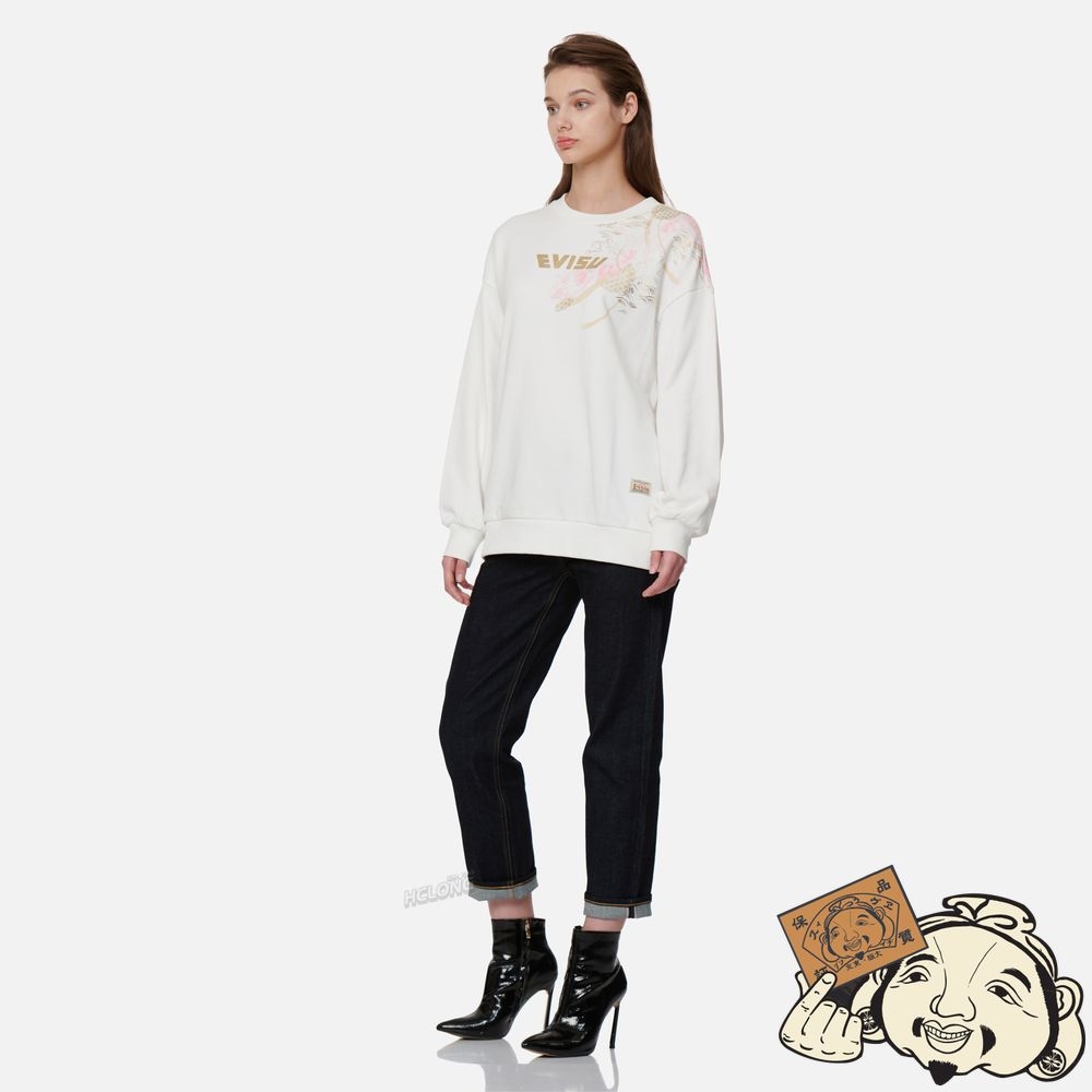 Women Evisu TATTOO KOI WITH JAPANESE PATTERN PRINT SWEATSHIRT Blanche | 905GJFEXM