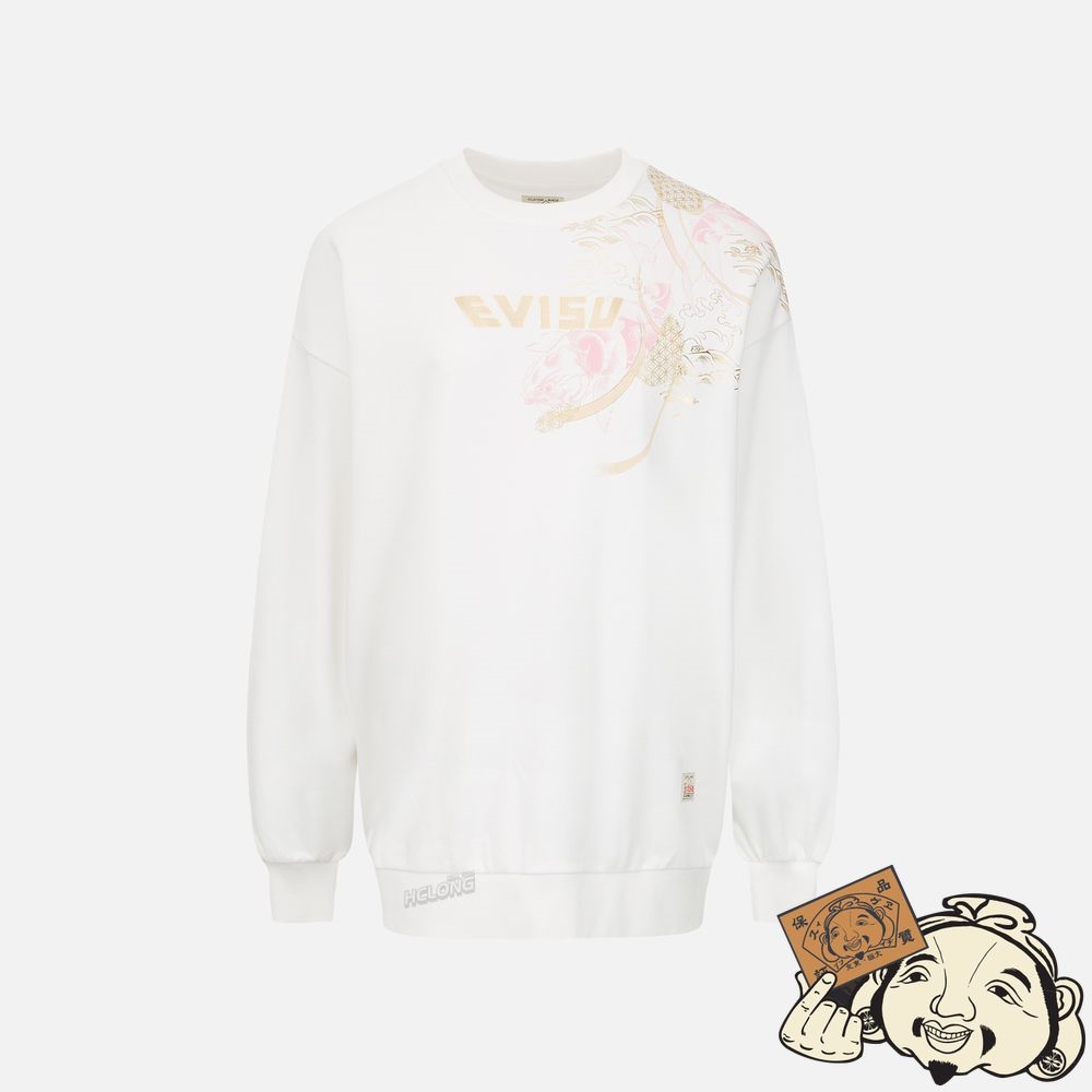Women Evisu TATTOO KOI WITH JAPANESE PATTERN PRINT SWEATSHIRT Blanche | 905GJFEXM