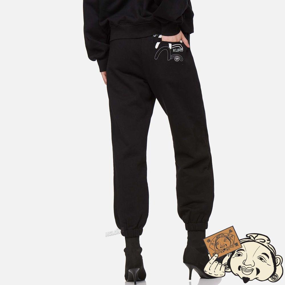Women Evisu TRIPLE SEAGULL PRINT AND EMBROIDERY SWEATPANTS Noir | 817LKUEFQ