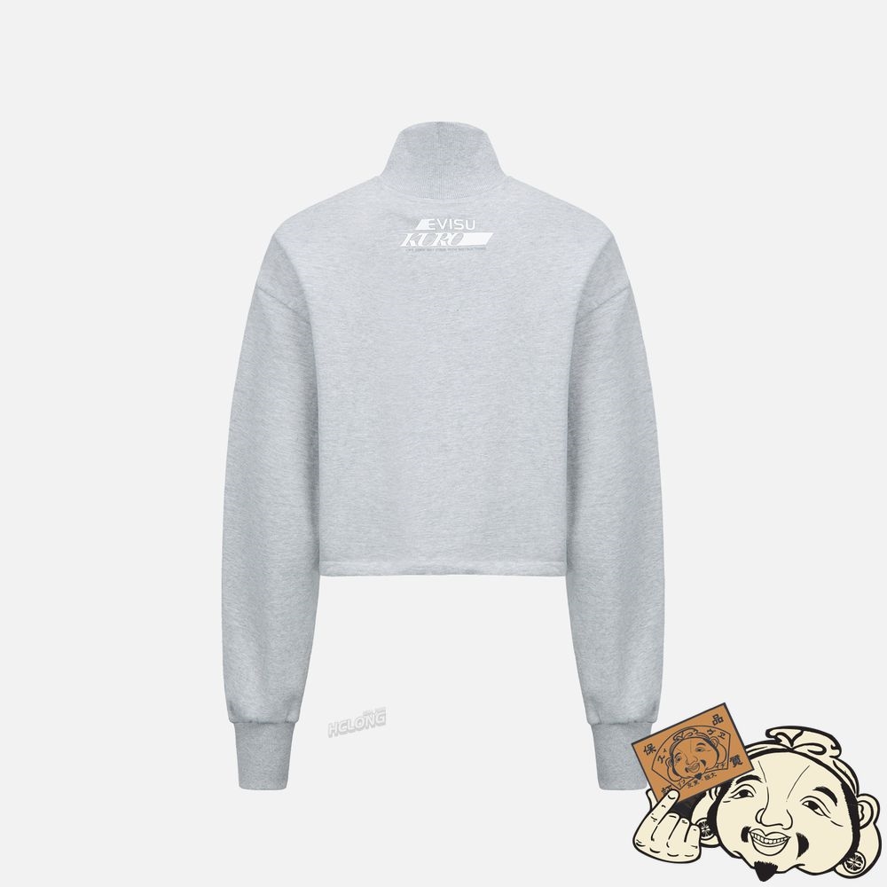 Women Evisu TRIPLE SEAGULL PRINT TURTLE NECK SWEATSHIRT Grise | 693KMEOSQ