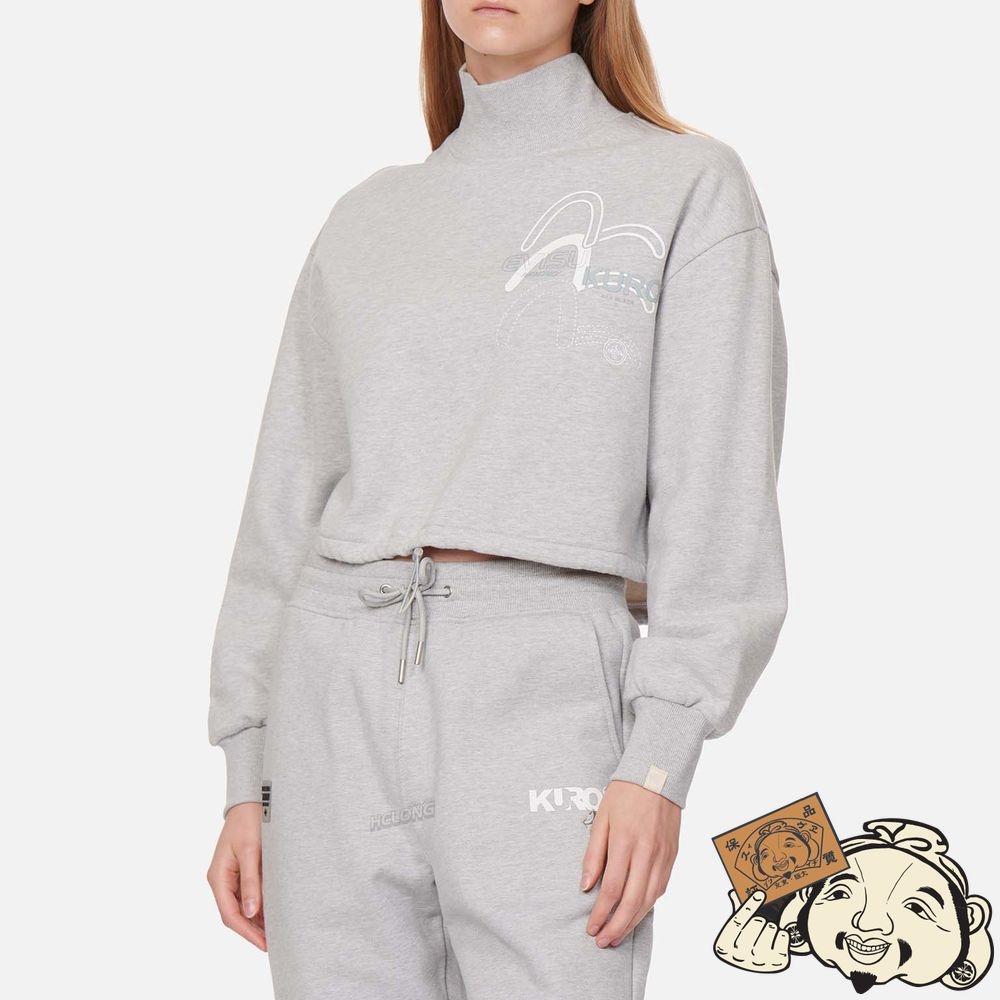 Women Evisu TRIPLE SEAGULL PRINT TURTLE NECK SWEATSHIRT Grise | 693KMEOSQ