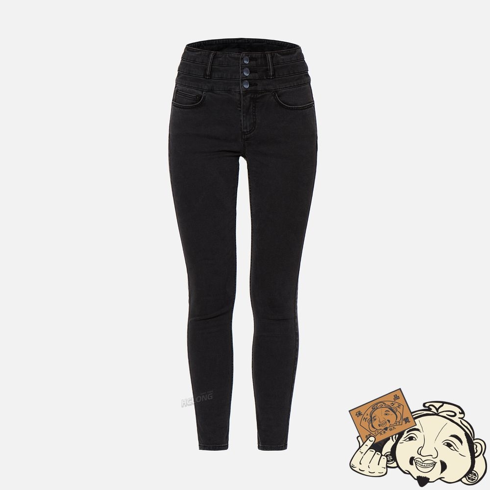 Women Evisu TRIPLE WAISTBAND SUPER HIGH WAIST SKINNY JEANS Noir | 913BHUFGE
