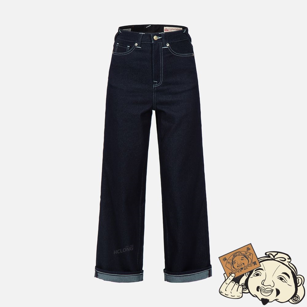 Women Evisu TSUBAKI KAMON APPLIQUÉ WIDE-LEG JEANS Indigo | 315FAEUPC