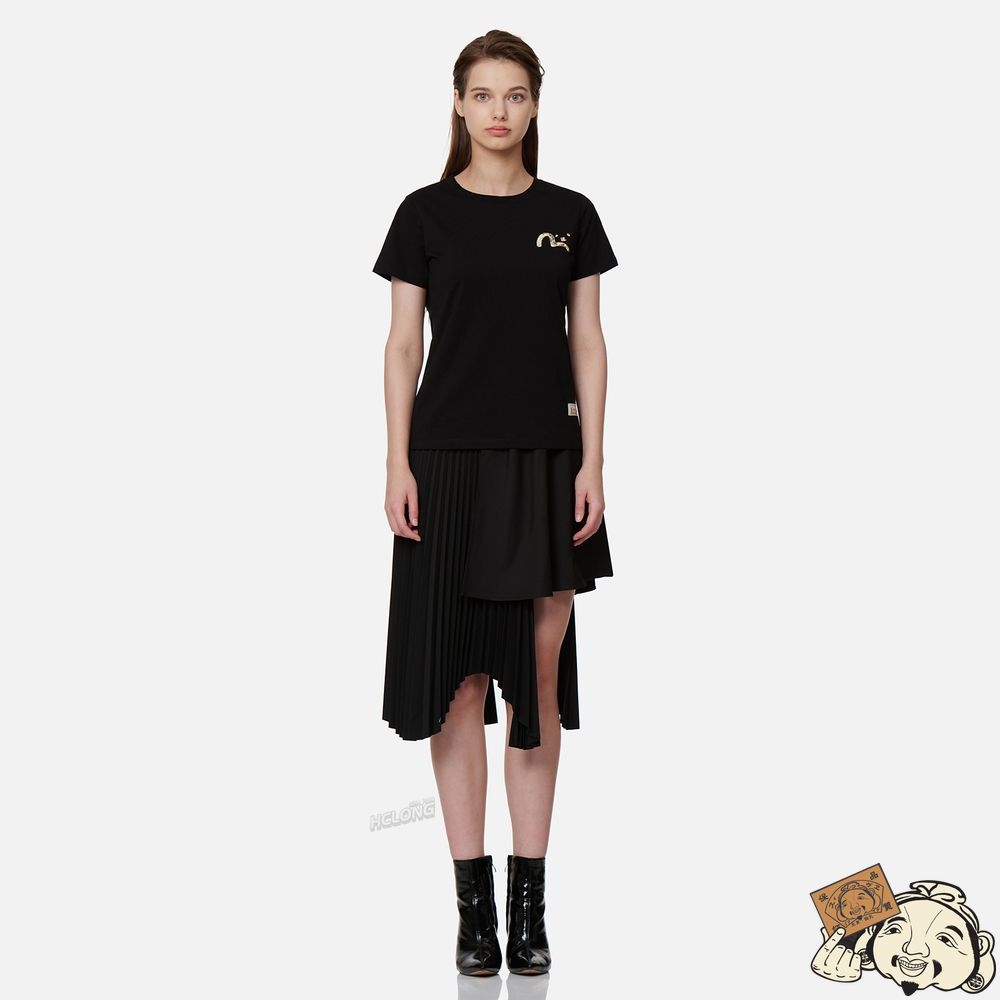 Women Evisu WAVE-PATTERN KAMON PRINT T-SHIRT Noir | 196AMNPFJ