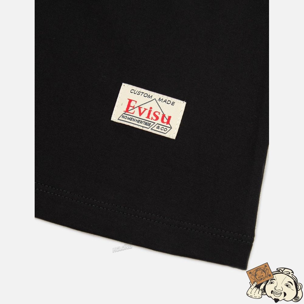 Women Evisu WAVE-PATTERN KAMON PRINT T-SHIRT Noir | 196AMNPFJ