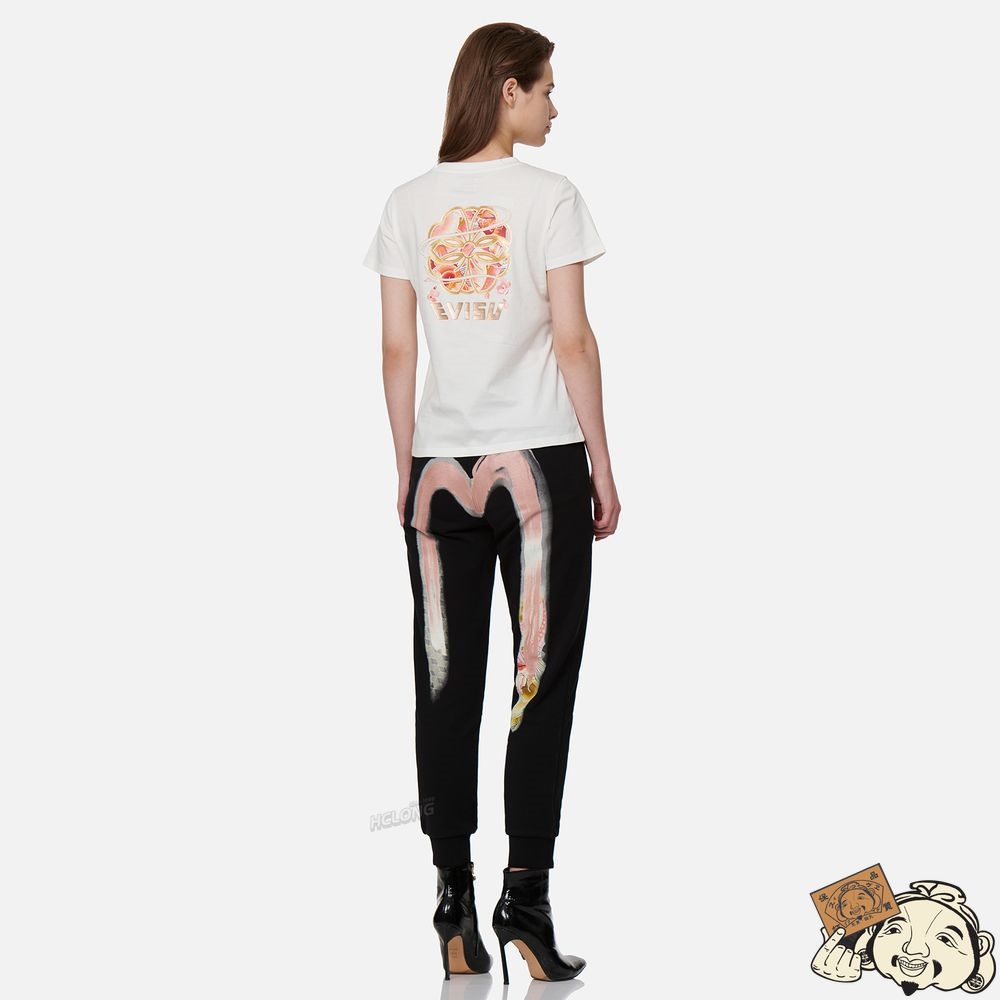 Women Evisu WAVE-PATTERN KAMON PRINT T-SHIRT Blanche | 741SRTWHC