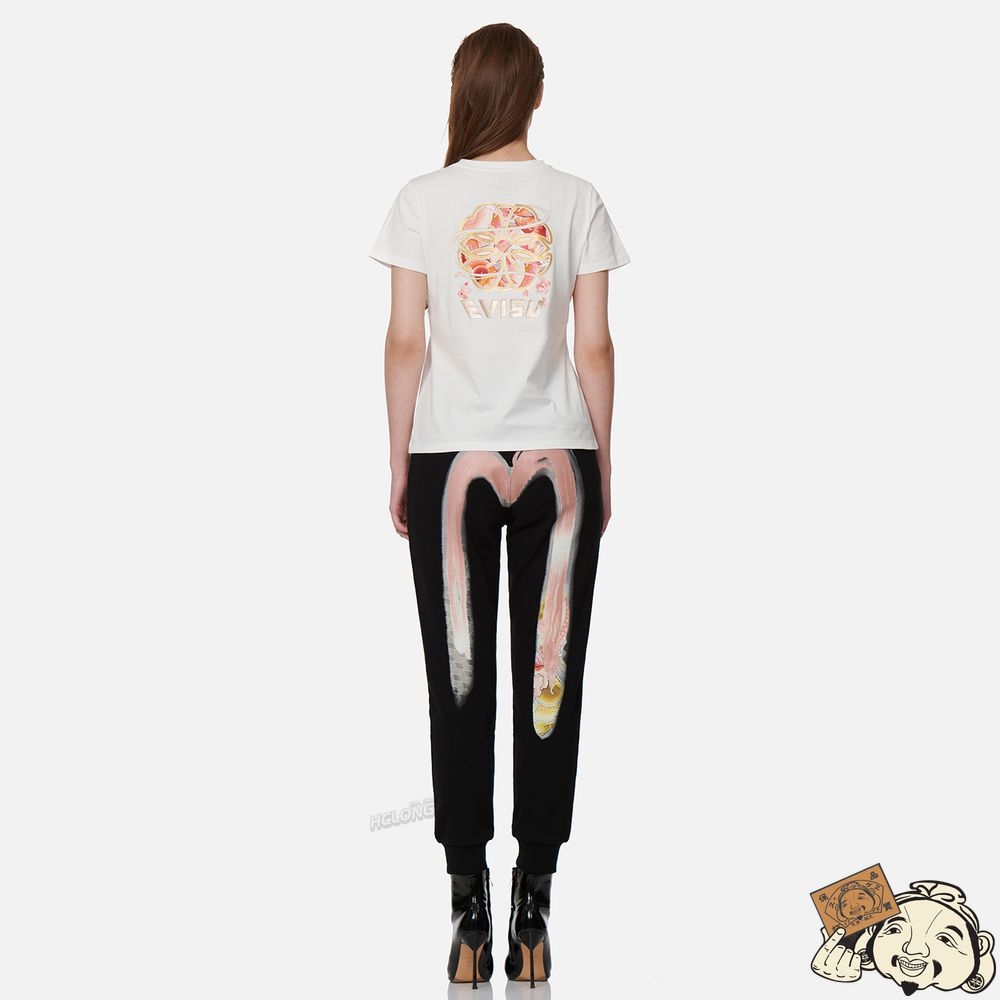Women Evisu WAVE-PATTERN KAMON PRINT T-SHIRT Blanche | 741SRTWHC