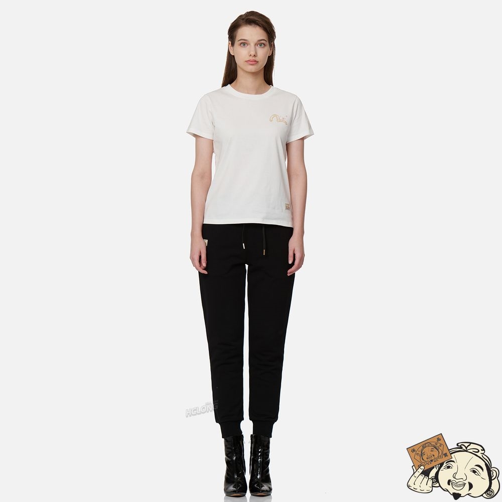 Women Evisu WAVE-PATTERN KAMON PRINT T-SHIRT Blanche | 741SRTWHC