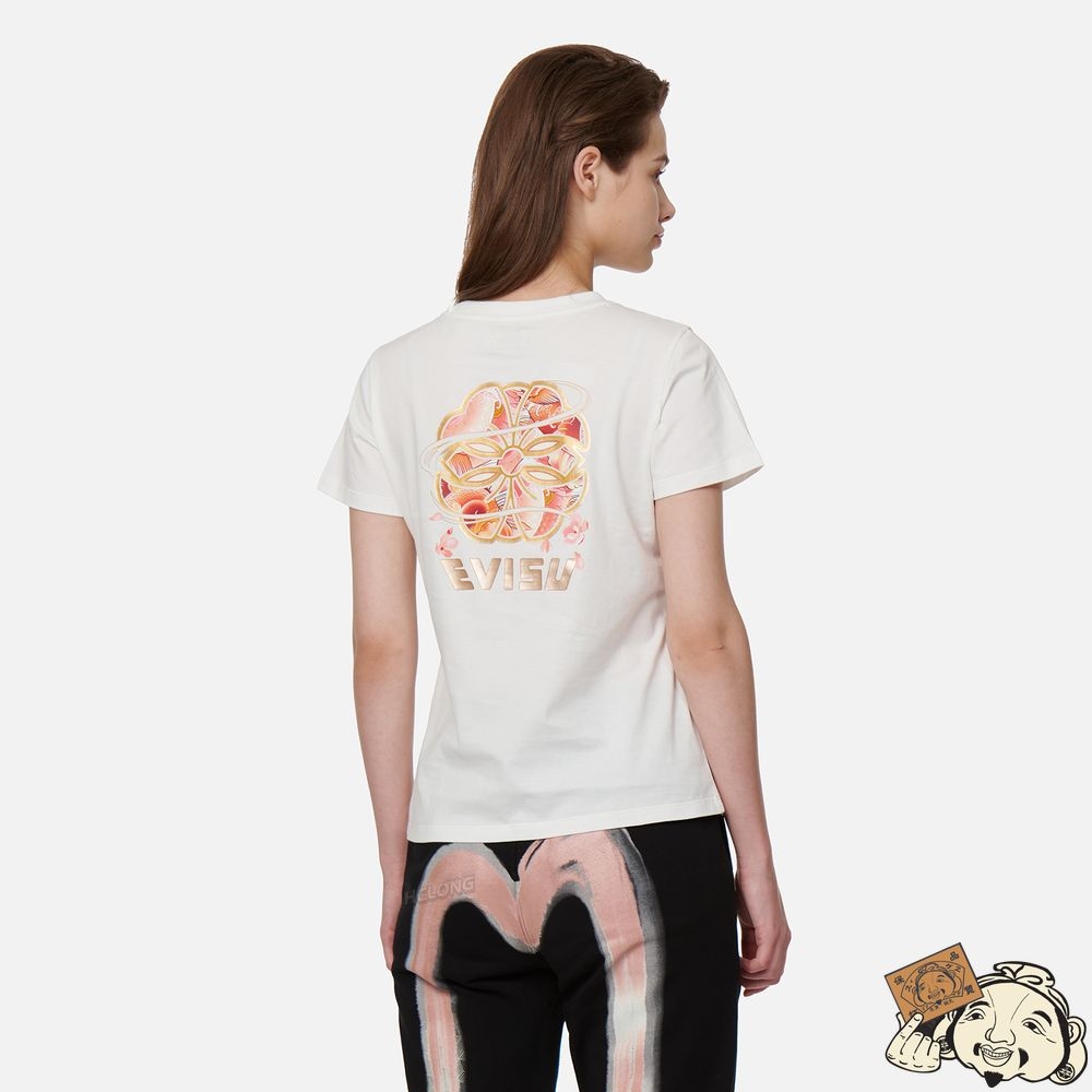 Women Evisu WAVE-PATTERN KAMON PRINT T-SHIRT Blanche | 741SRTWHC