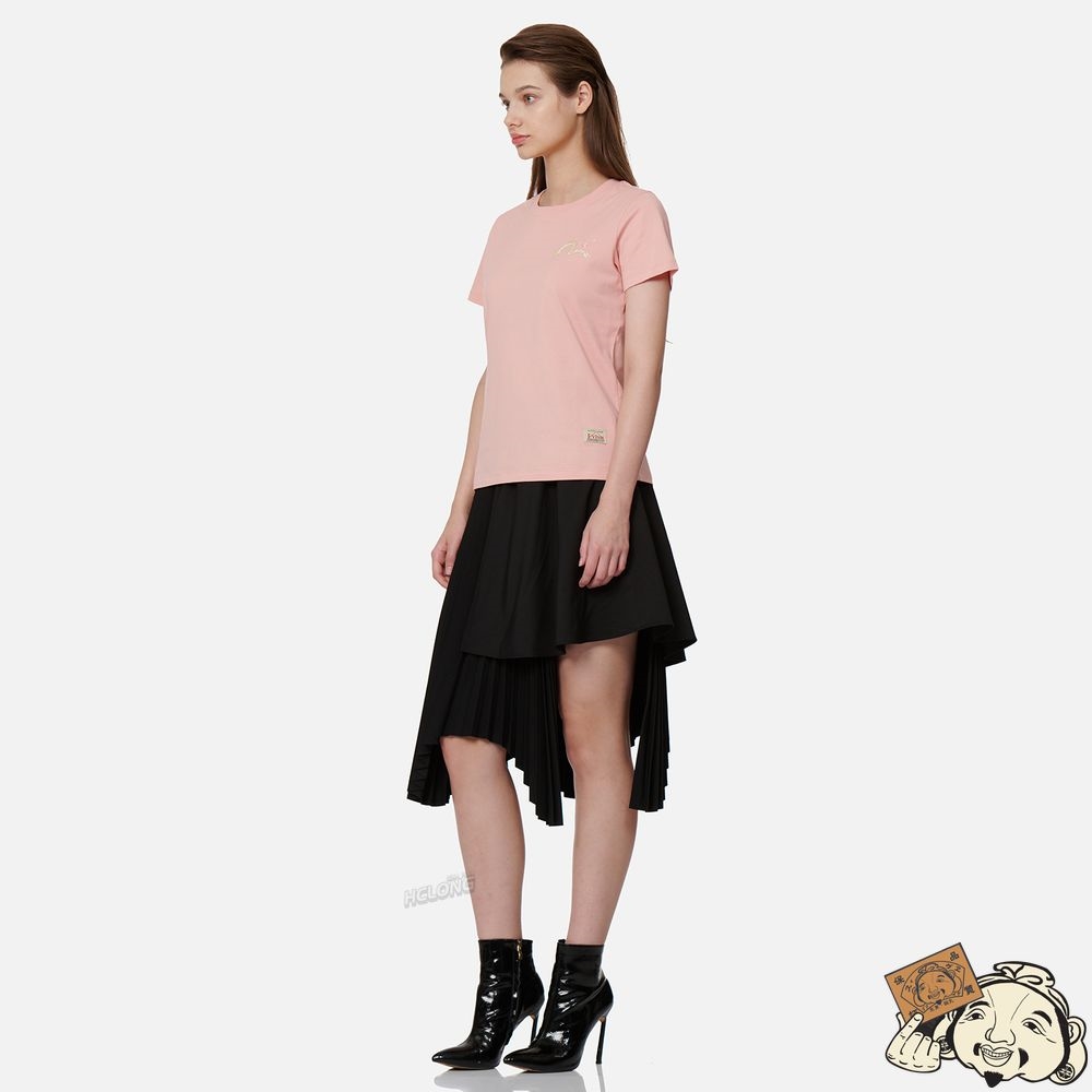 Women Evisu WAVE-PATTERN KAMON PRINT T-SHIRT Rose | 924AXIETM