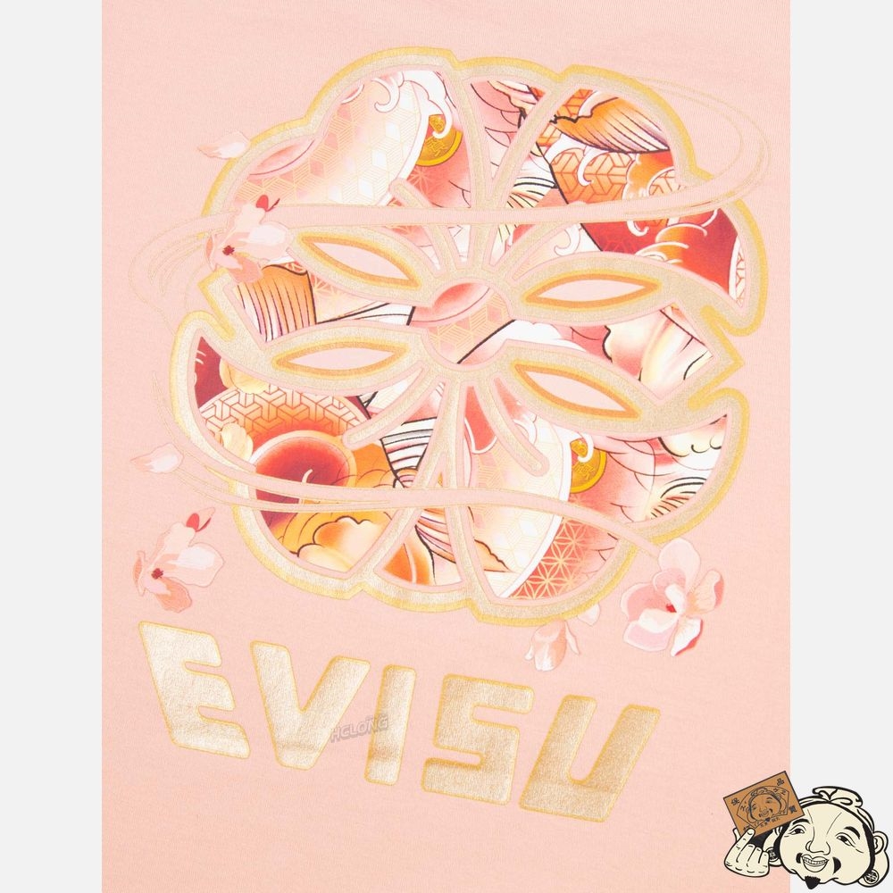 Women Evisu WAVE-PATTERN KAMON PRINT T-SHIRT Rose | 924AXIETM