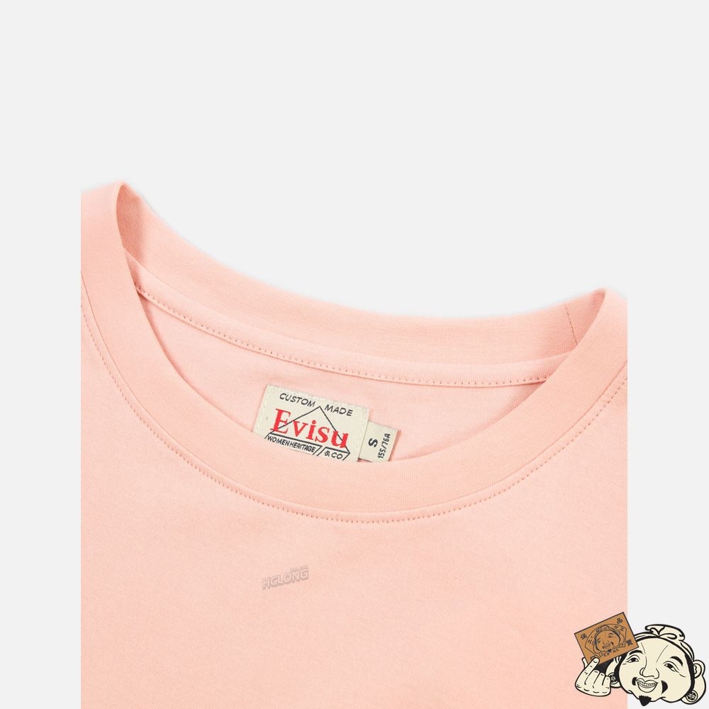 Women Evisu WAVE-PATTERN KAMON PRINT T-SHIRT Rose | 924AXIETM