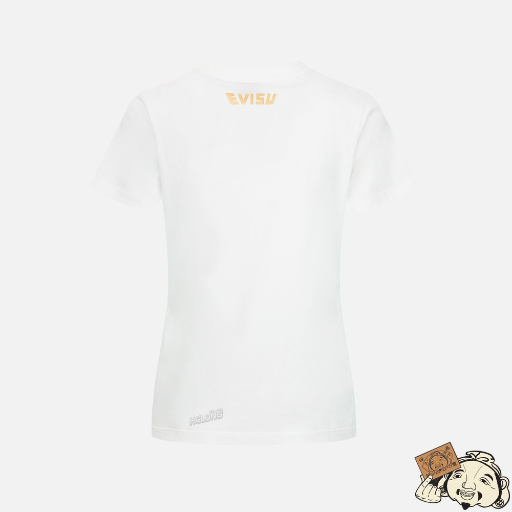 Women Evisu WAVE-PATTERN SEAGULL EMBROIDERY T-SHIRT Blanche | 571AEYIRK