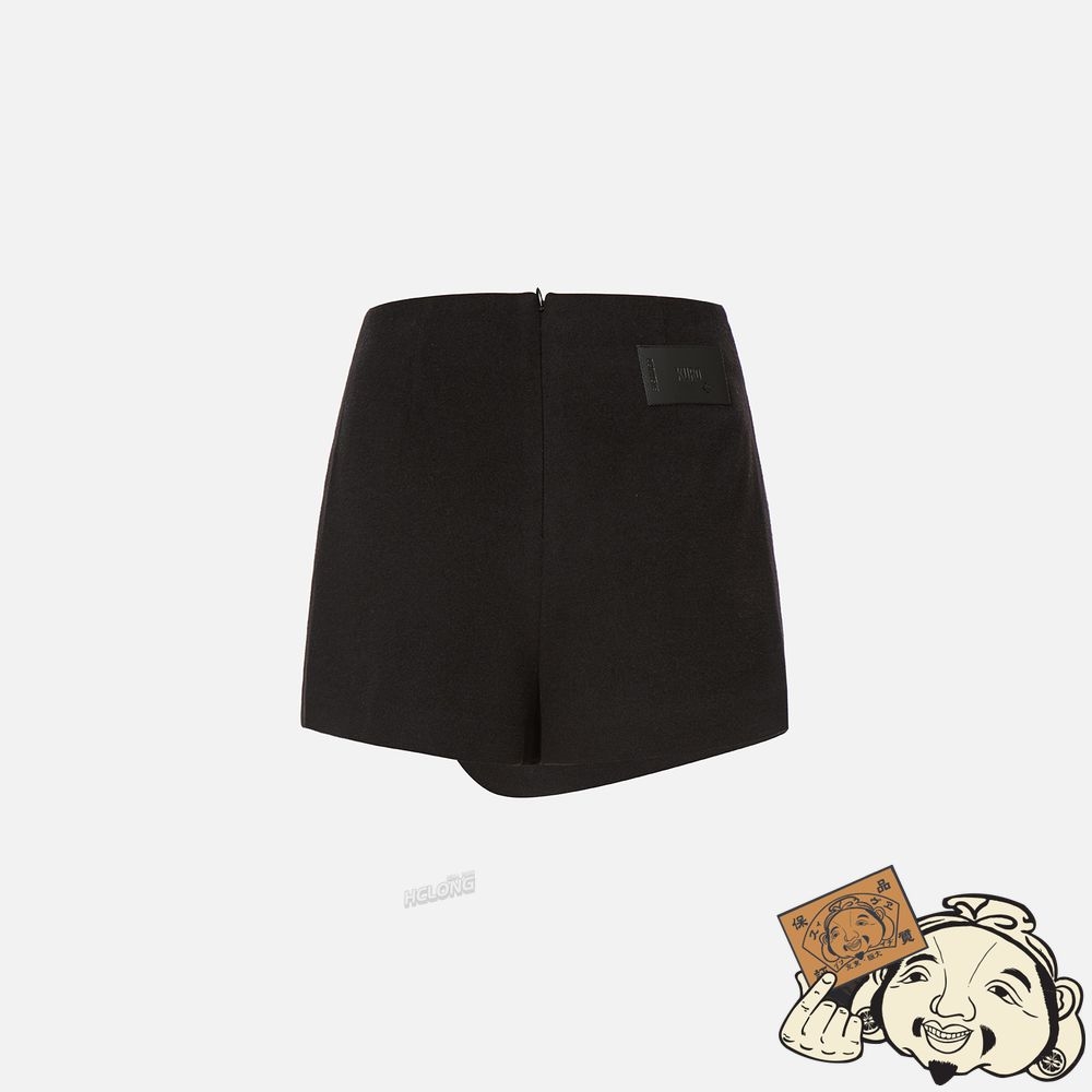 Women Evisu WAX SEAL BADGE WRAP FRONT SKORT Noir | 365EBQYKV